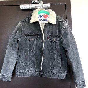 Levis Black Sherpa Trucker Jean Jacket